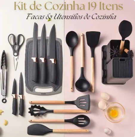 Kit Completo Jogo Utensílios de Cozinha Luxo 19